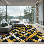 Golden Bamboo Lattice Overlay Rug