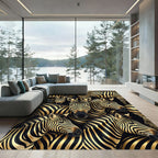 Black Gold Zebra Herd Portrait Rug