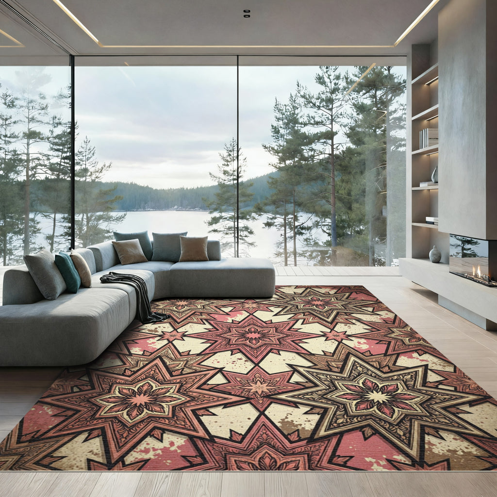 Vintage Starburst Medallion Pink Rug