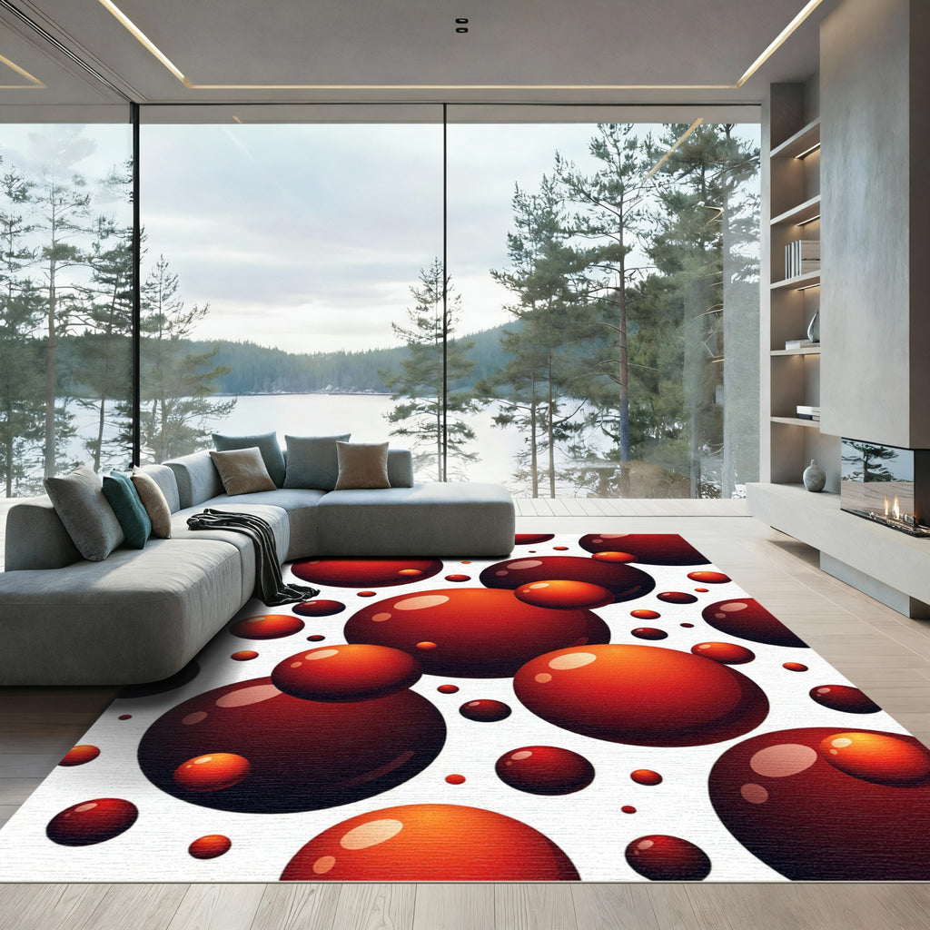Vibrant Red Spheres Arrangement Rug