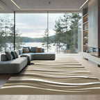Neutral Minimalist Abstract Wavy Stream Rug