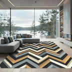 Modern Geometric Chevron Interlocking Neutrals Rug