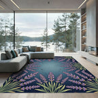 Botanical Lavender Frame Deep Indigo Rug