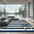 Modern Nautical Navy and Cream Wharf Rug