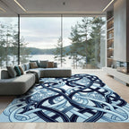 Intertwined Midnight Blue Fluid Wave Art Rug