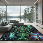Luminous Cosmic Pentagram Celestial Galaxy Rug