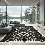 Gothic Black Filigree Lace Ironwork Rug