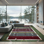 Gritty Crimson And Olive Football Grid Rug