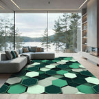 Emerald Green Hexagon Grid Rug