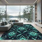 Teal Atomic Satellite SciFi Pattern Rug