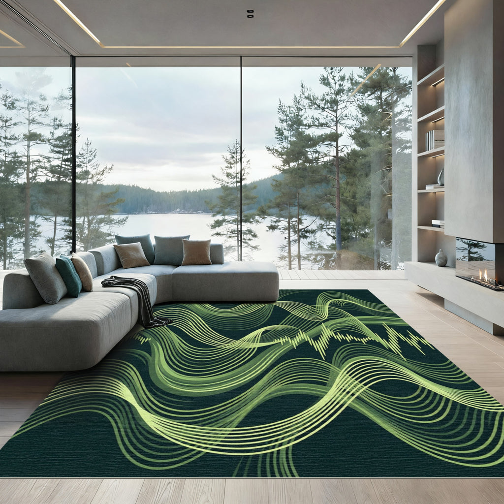 Mint Green Wavy Soundwave Rug