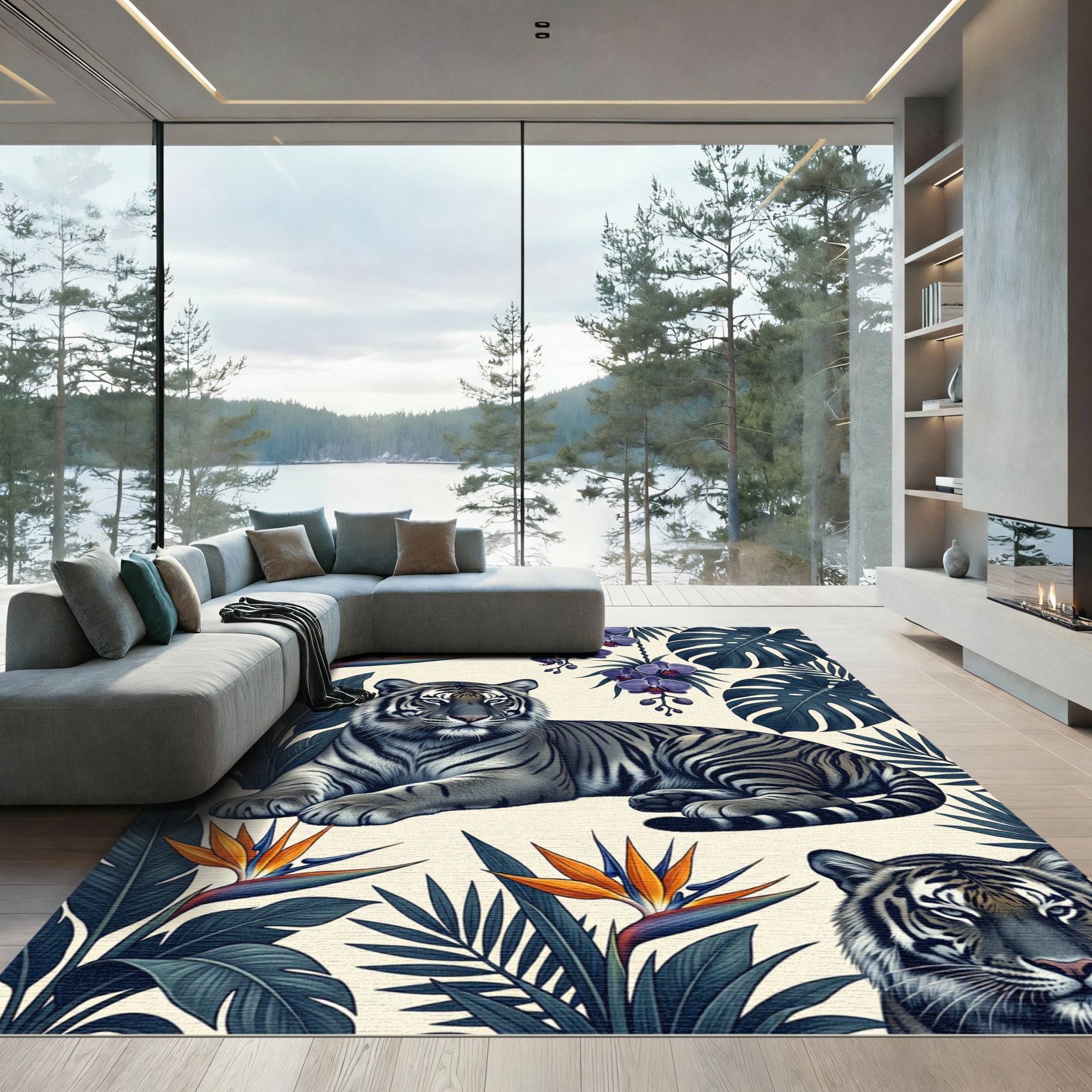 Exotic Tiger Orchid Jungle Arrangement Rug