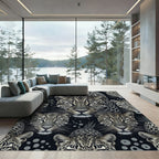 Leopard Face Collage Black Gray Accent Rug