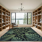 Emerald Green Tropical Leaf Arrangement Rug