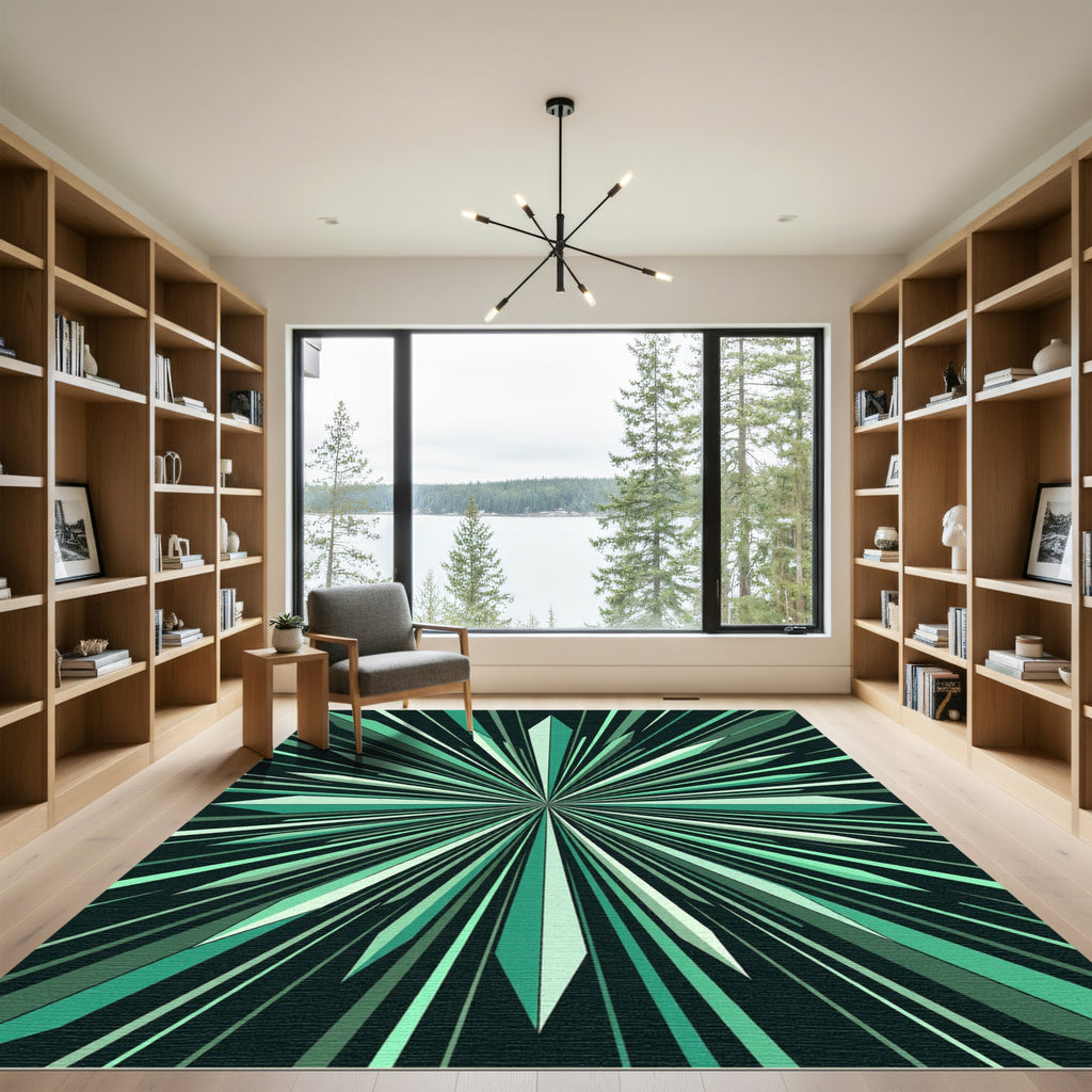 Radiant Crystal Starburst Green Rug