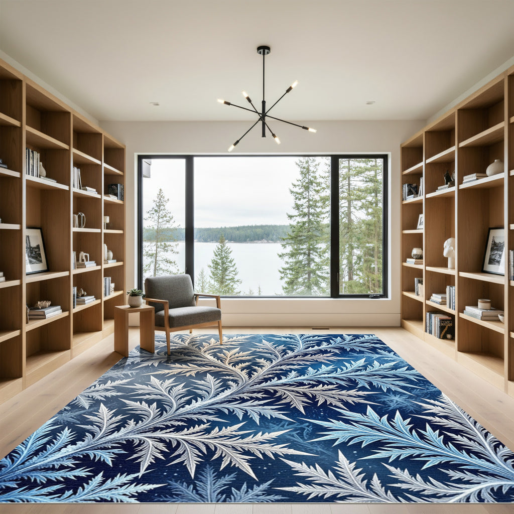Frosted Swirl Ice Ferns Rug