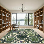 Green Botanical Hexagon Herb Garden Rug