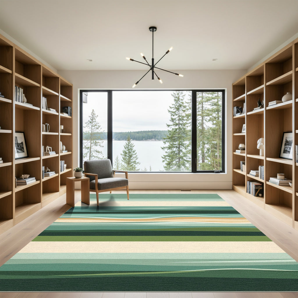Abstract Horizontal Wave Landscape Rug