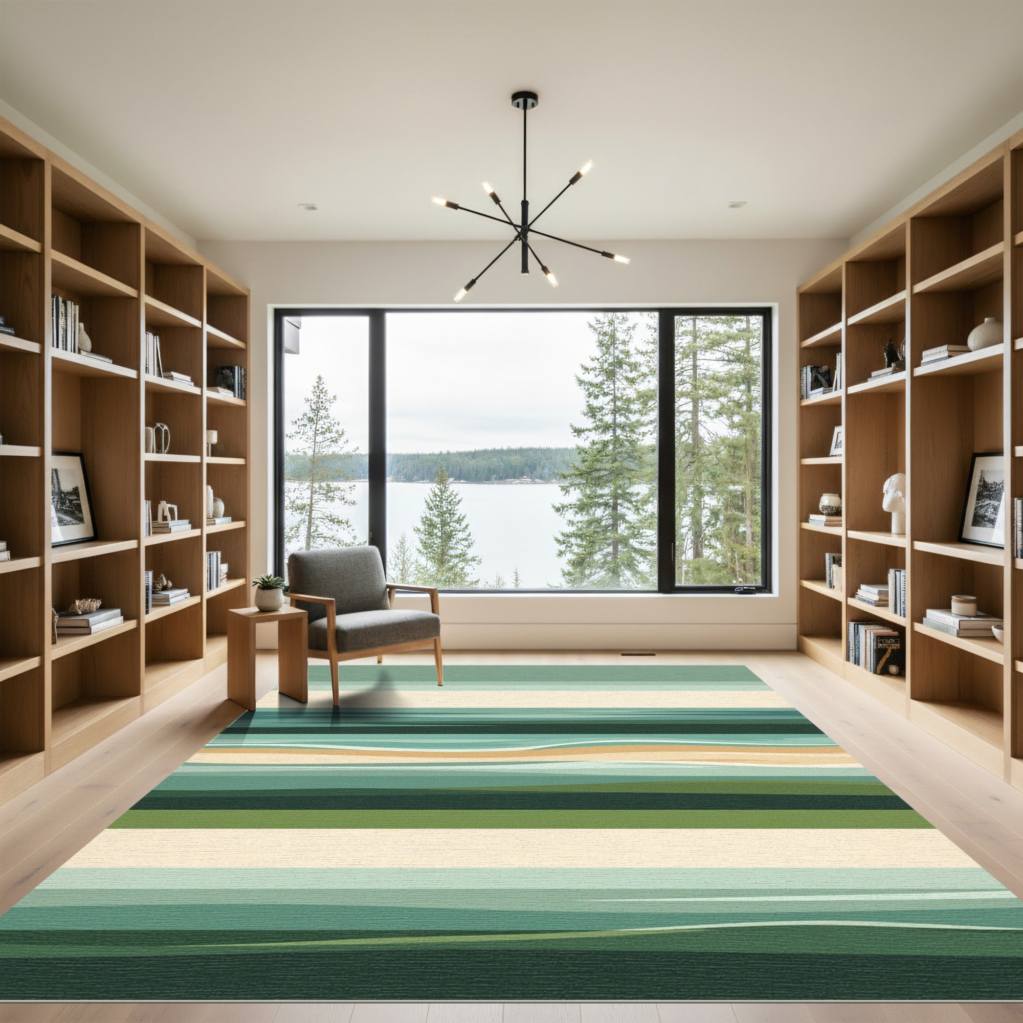 Abstract Horizontal Wave Landscape Rug