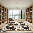 Rustic Farmhouse Rooster and Chicks Rug