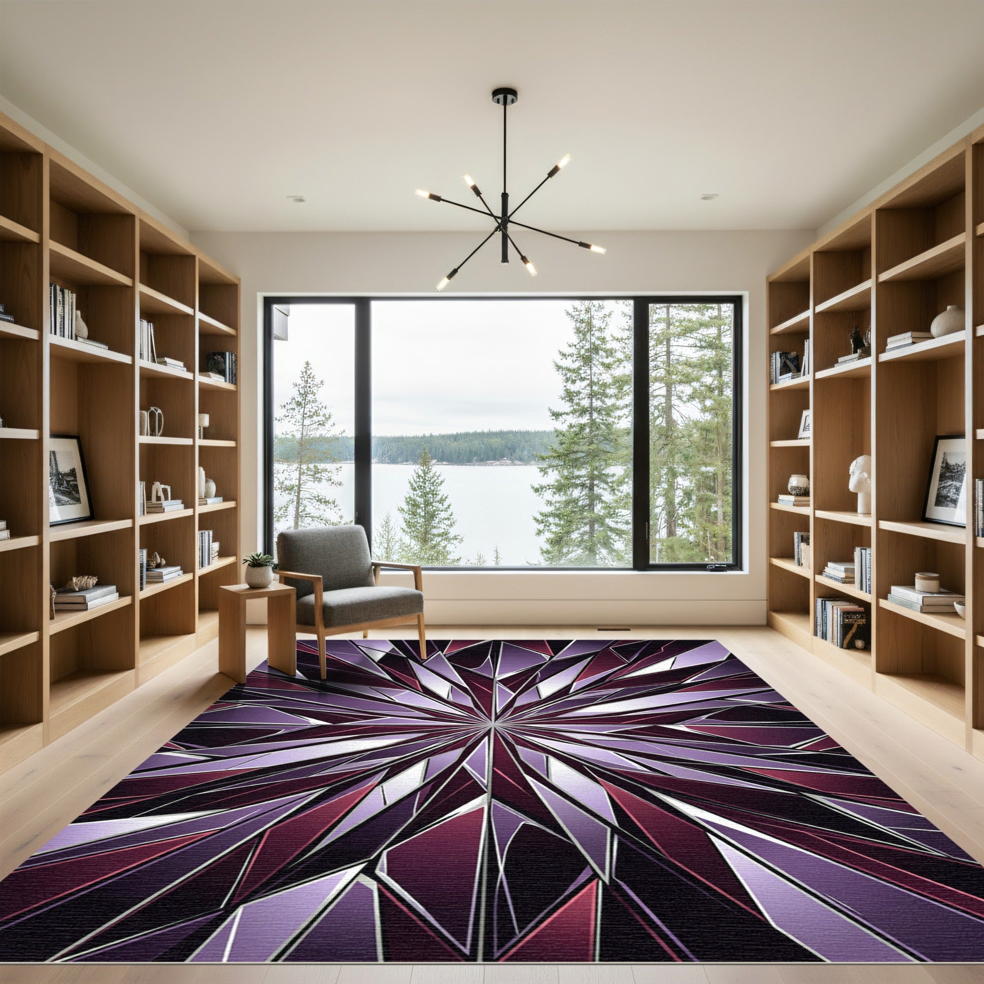 Amethyst Shattered Glass Geometric Star Rug
