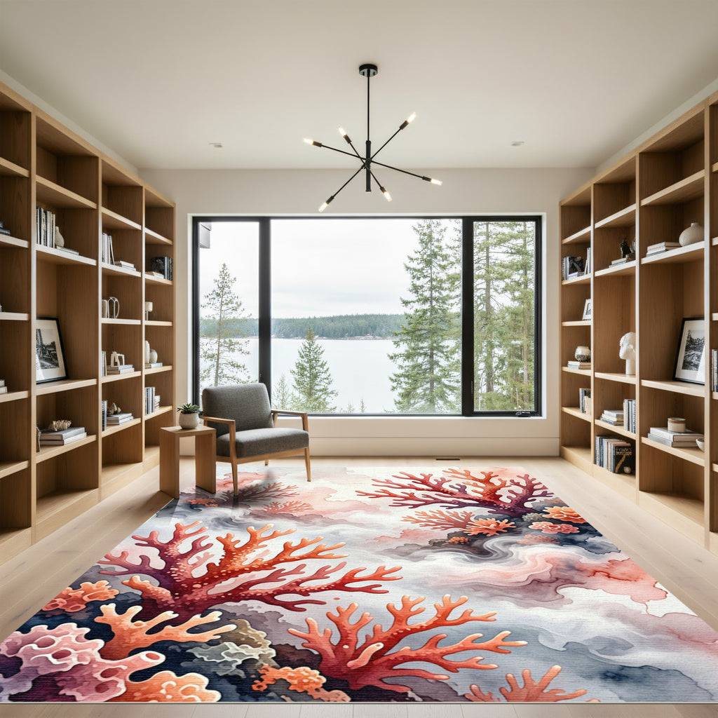 Coral Reef Watercolor Ocean Abyss Rug