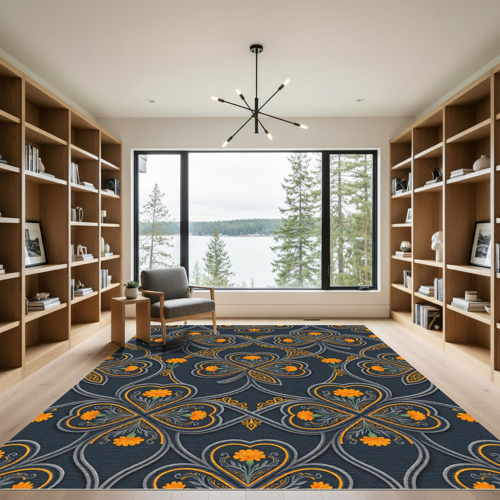 Golden Marigold Celtic Clover Filigree Rug