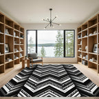 Monochrome Zigzag Chevron Geometric Sharp Lines Rug