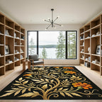 Golden Marigold Floral Botanical Art Rug