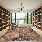 Vintage Damask Floral Ochre Rose Area Rug
