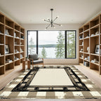 Rustic Beige Plaid Timber Frame Rug