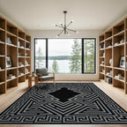 Monochromatic Maze Geometric Border Rug