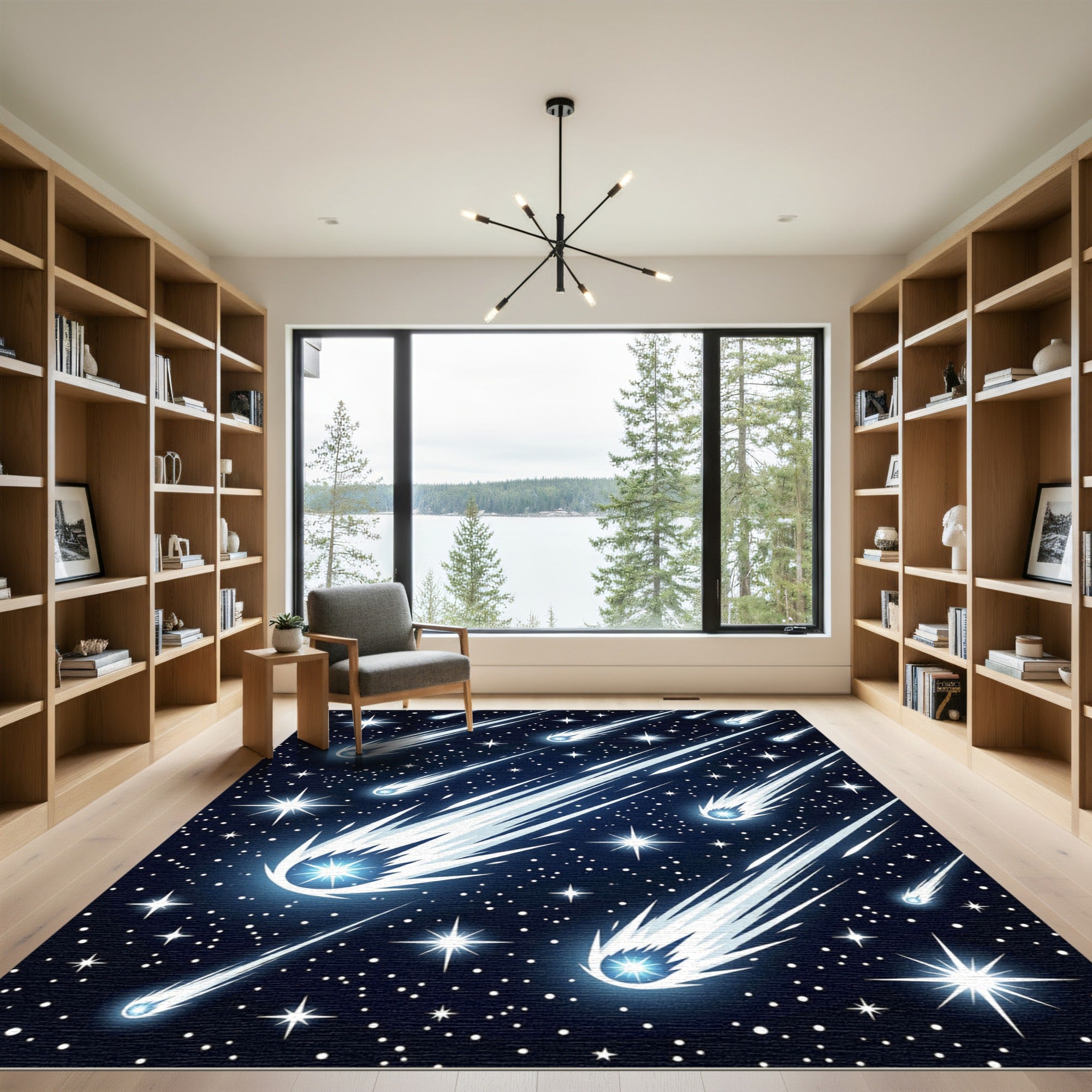 Cosmic Shooting Starry Night Sky Rug