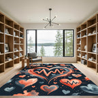 Coral Blue Heartbeat Love Splash Rug