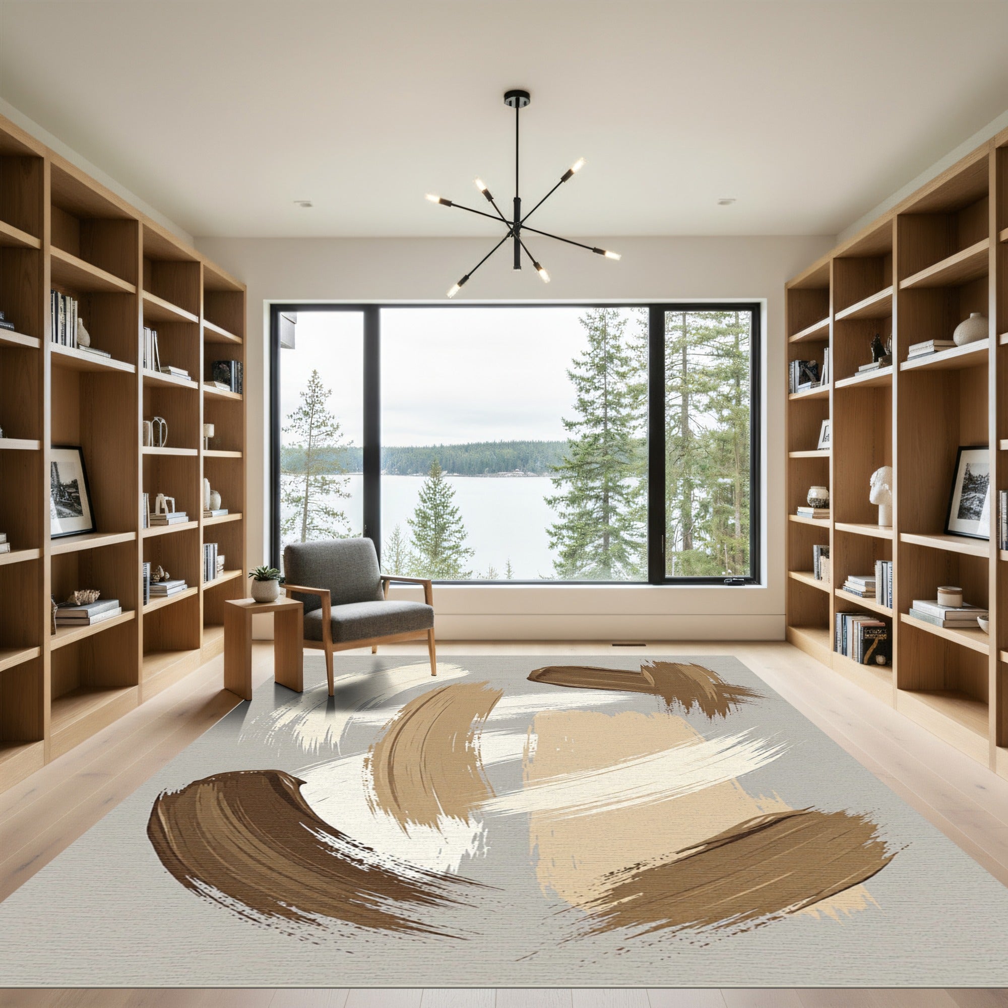 Earthy Tones Abstract Brushstroke Rug