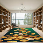 Golden Coin Cascade Emerald Backdrop Rug