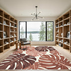 Terracotta Monstera Leaf Arrangement Rug