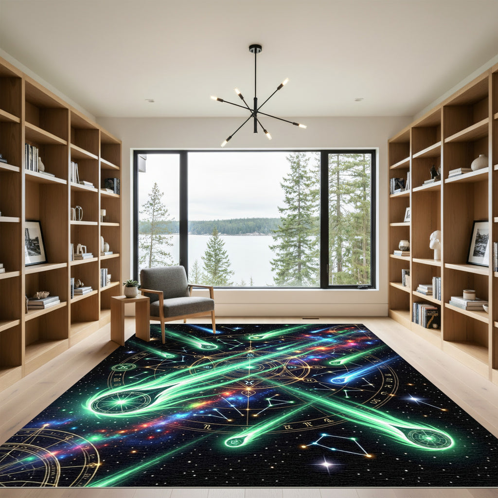 Luminous Cosmic Constellation Galaxy Astrological Rug