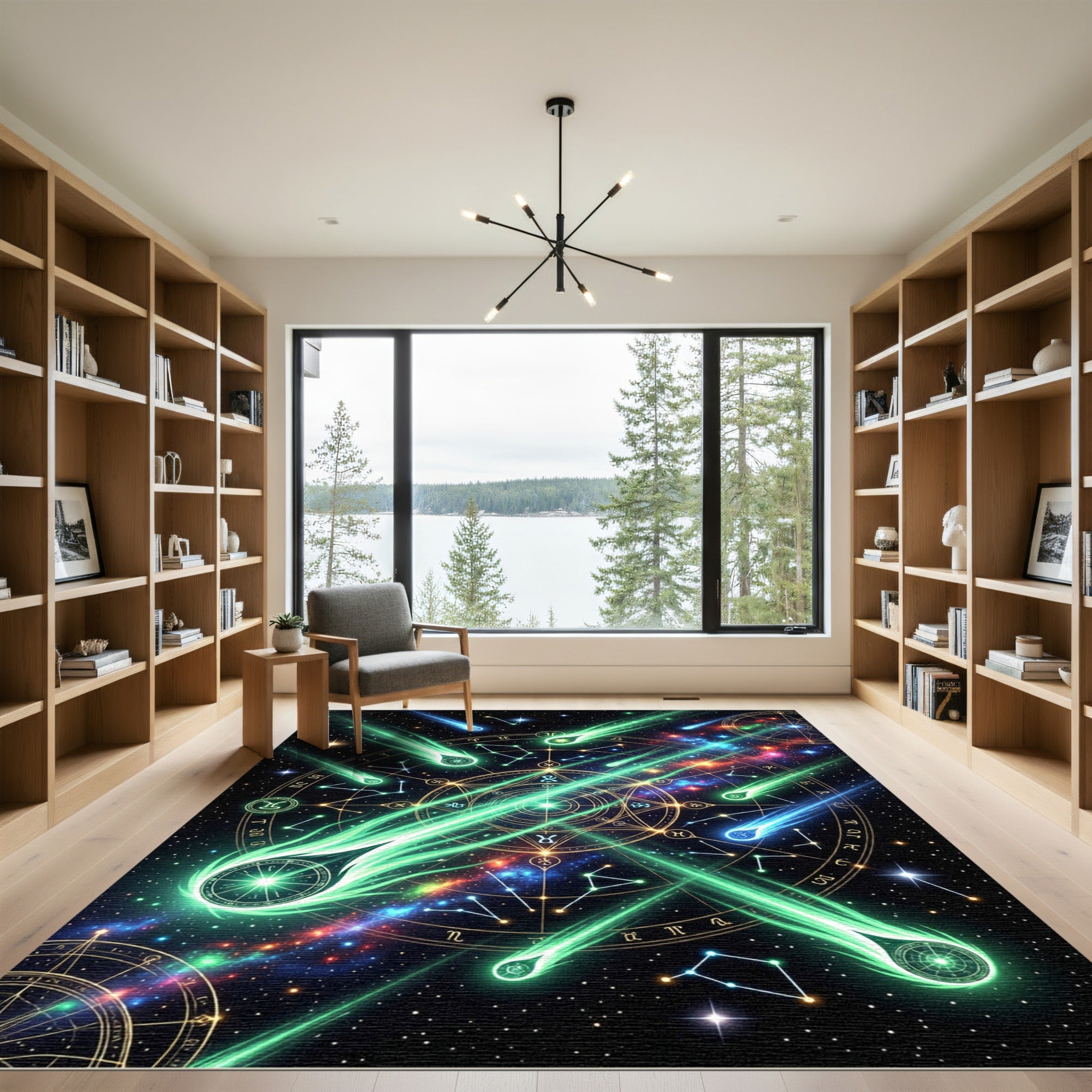 Luminous Cosmic Constellation Galaxy Astrological Rug
