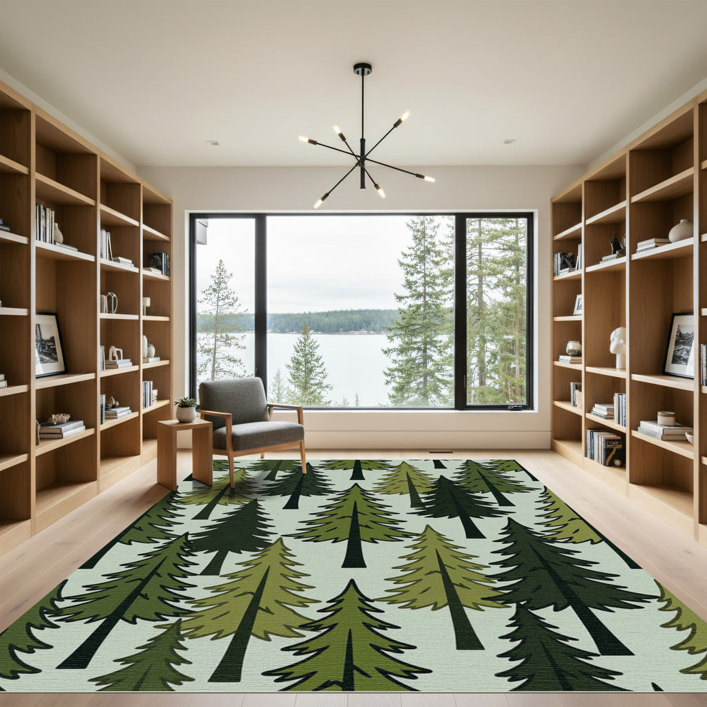 Evergreen Forest Trees Texture Rug