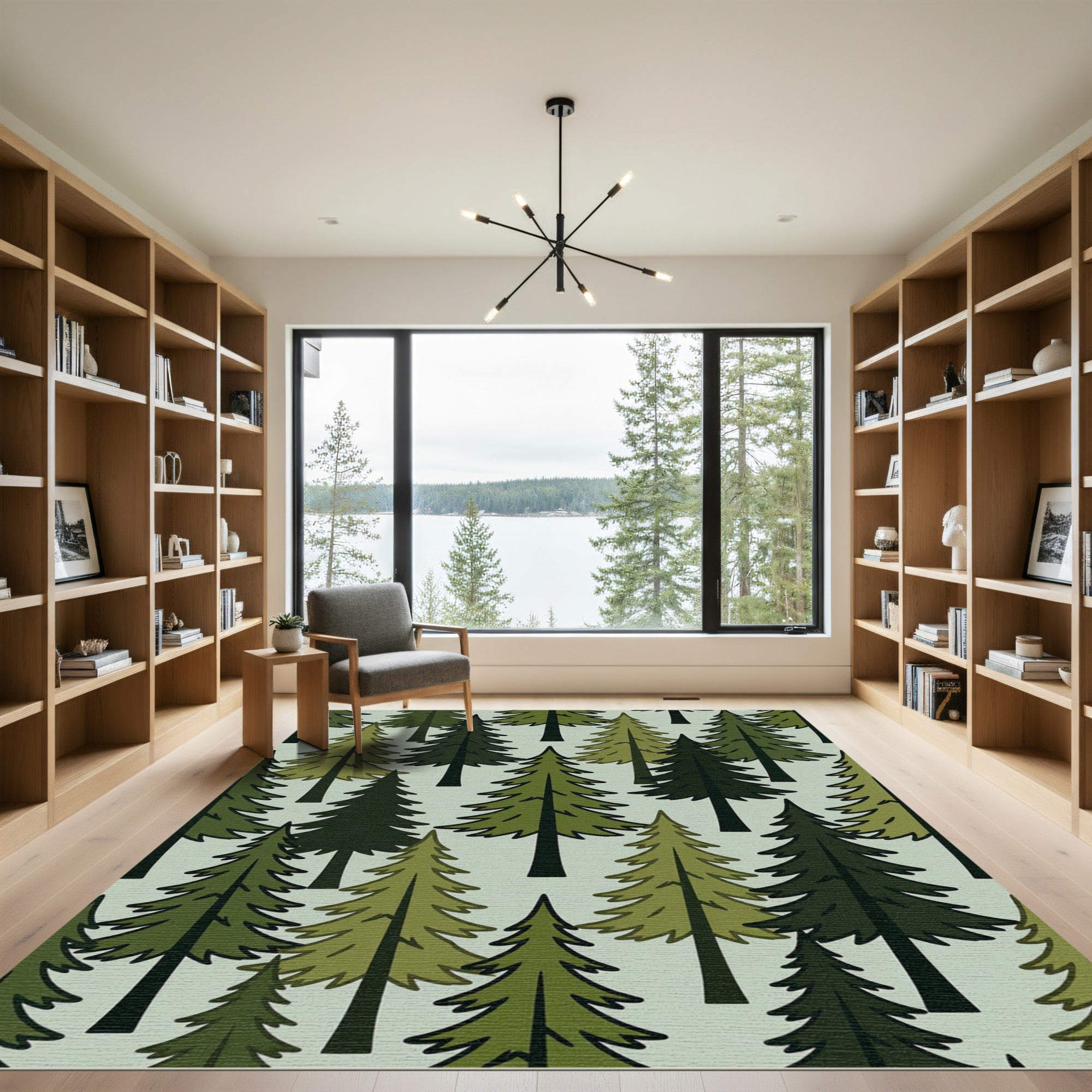 Evergreen Forest Trees Texture Rug