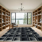 Minimalist Monochrome Architectural Cubic Grid Rug