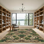 Elegant Beige Grape Vine Damask Rug