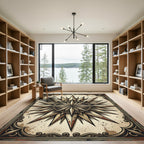 Vintage Nautical Compass Star Medallion Rug