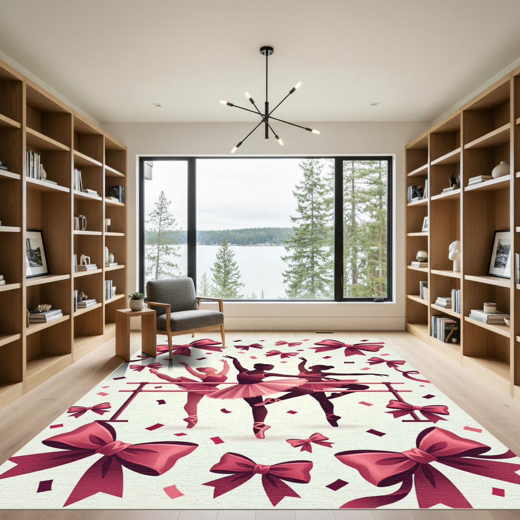 Velvet Pink Bows Ballet Dancers Rug