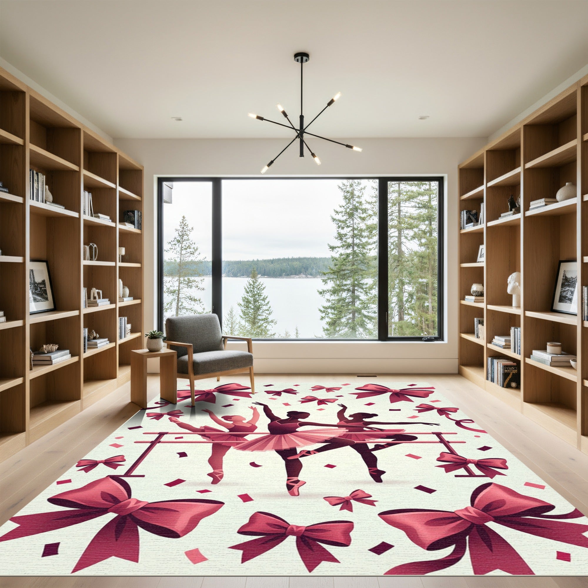 Velvet Pink Bows Ballet Dancers Rug
