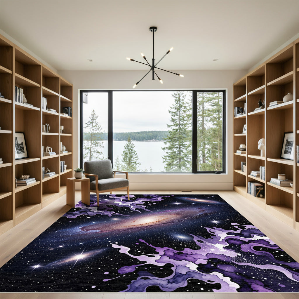 Ethereal Purple Galaxy Swirl Nebula Rug