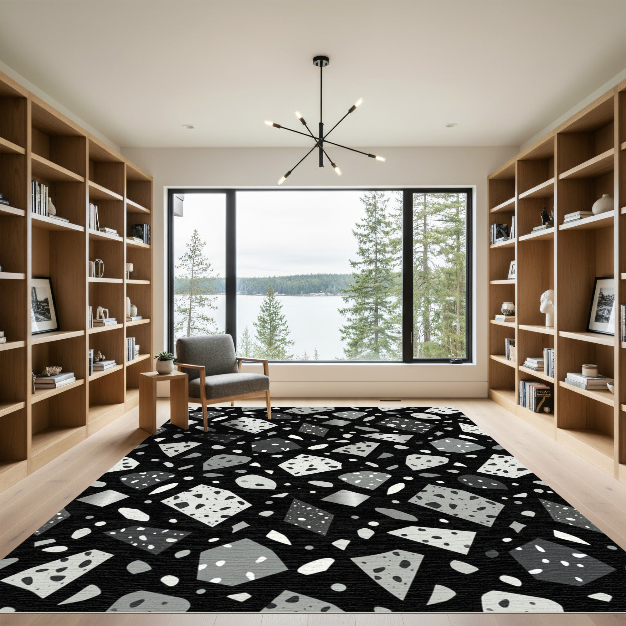 Monochromatic Stone Fragment Scatter Rug