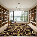Gilded Gold Leaf Flourish Scroll Rug