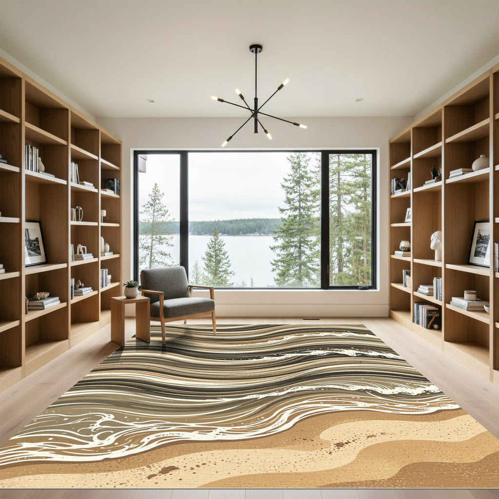 Earthy Tones Abstract Wave Rendering Rug